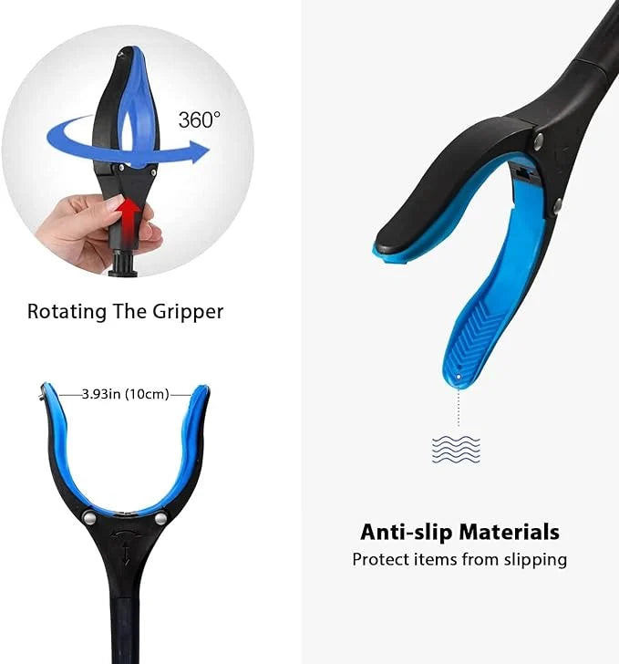 Faltbarer Greifer mit 360° Drehclip, ergonomisch, leicht; ideal zum Greifen schwer zugänglicher Objekte im Garten & DIY.
