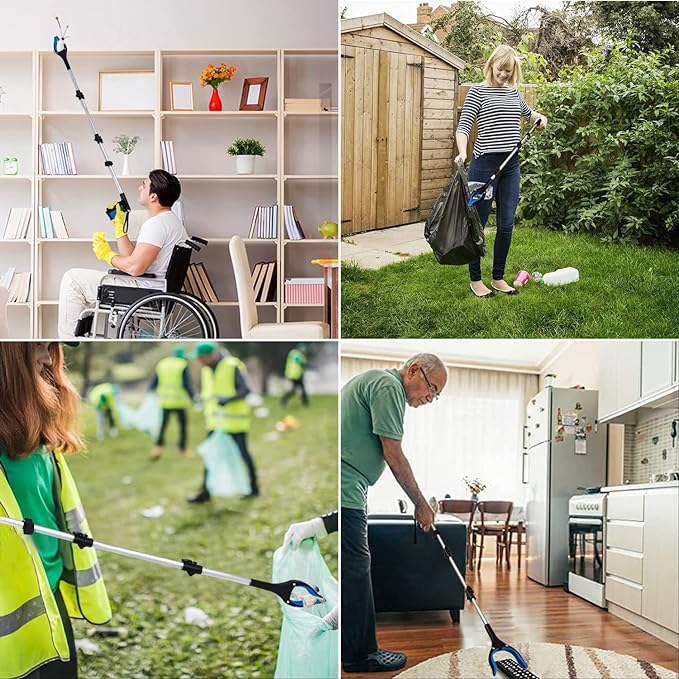 Faltbarer Greifer mit 360° Drehclip, ergonomisch, leicht; ideal zum Greifen schwer zugänglicher Objekte im Garten & DIY.