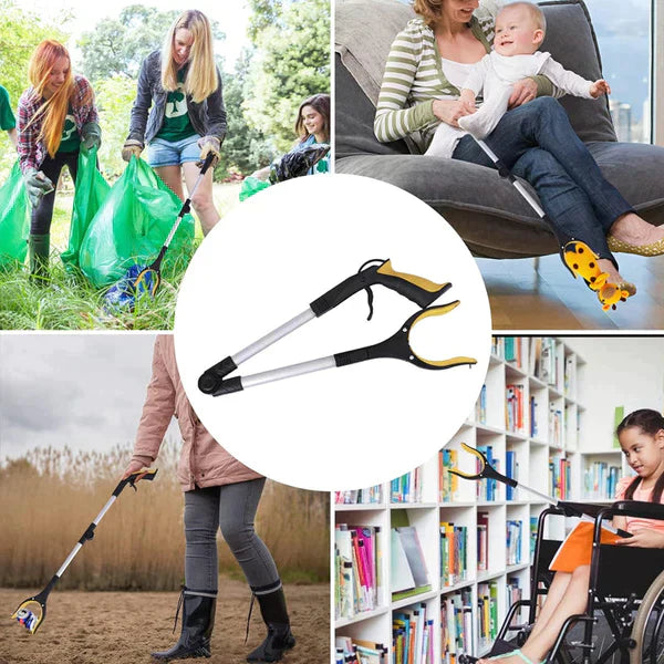 Faltbarer Greifer mit 360° Drehclip, ergonomisch, leicht; ideal zum Greifen schwer zugänglicher Objekte im Garten & DIY.
