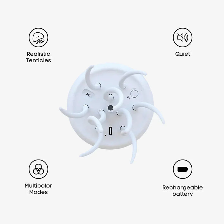 "Farbwechselnde LED Quallenlampe mit Fernbedienung, simuliert sanfte Quallenbewegungen, ideal für entspannende Raumdeko."