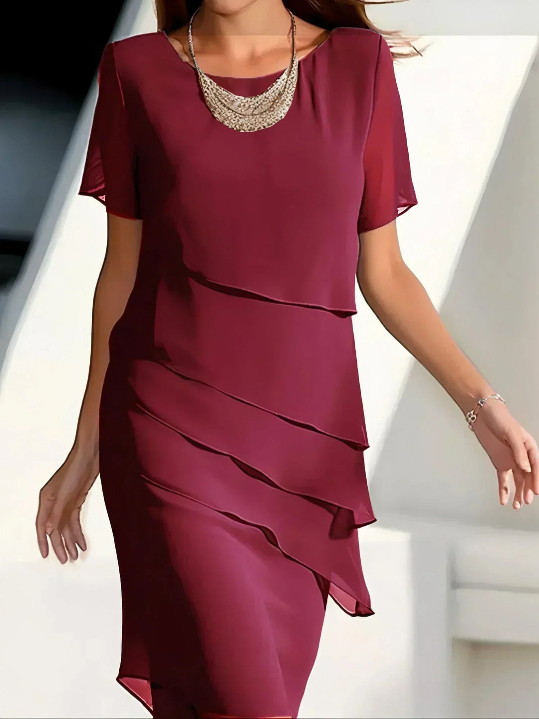 Figurbetontes Damenkleid in Blau, schmeichelnder Schnitt, luxuriöser Komfort, für besondere Anlässe, Größen XS-3XL.