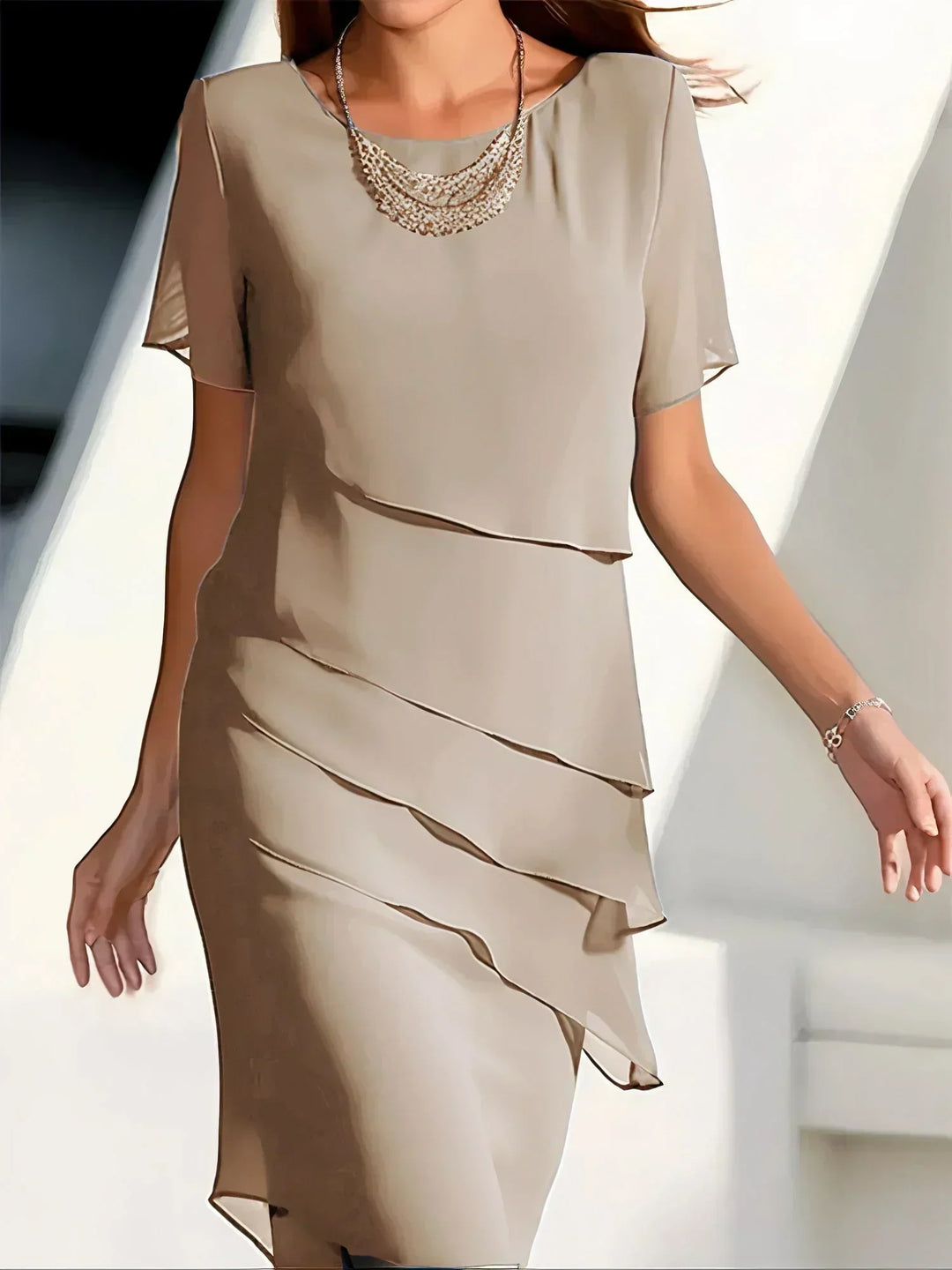 Figurbetontes Damenkleid in Blau, schmeichelnder Schnitt, luxuriöser Komfort, für besondere Anlässe, Größen XS-3XL.