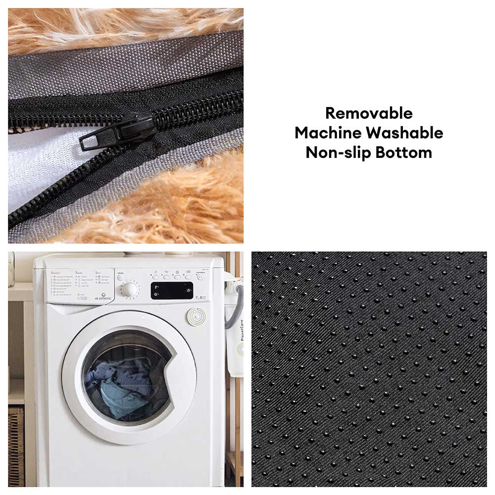 Flauschiges, großes orthopädisches Nackenrollenbett für Mensch und Hund, ergonomisch, aus weichem Plüschmaterial.