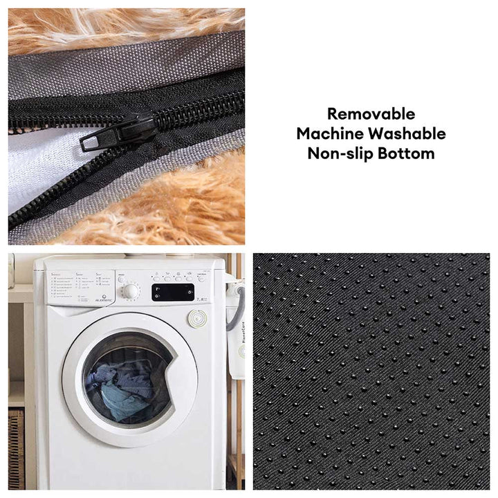 Flauschiges, großes orthopädisches Nackenrollenbett für Mensch und Hund, ergonomisch, aus weichem Plüschmaterial.