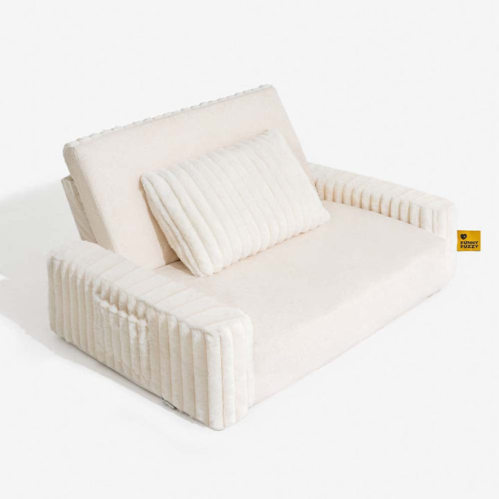 Flauschiges, großes orthopädisches Nackenrollenbett für Mensch und Hund, ergonomisch, aus weichem Plüschmaterial.