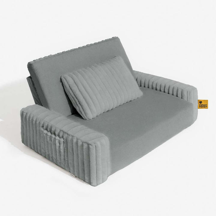 Flauschiges, großes orthopädisches Nackenrollenbett für Mensch und Hund, ergonomisch, aus weichem Plüschmaterial.