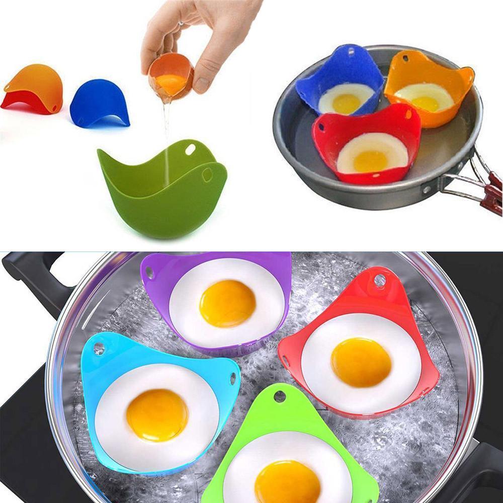 "Flexibler Eier-Pochierer aus Silikon, farbenfroh, kompakt, perfekt geformte Eier, einfache Reinigung, Küchenzubehör."