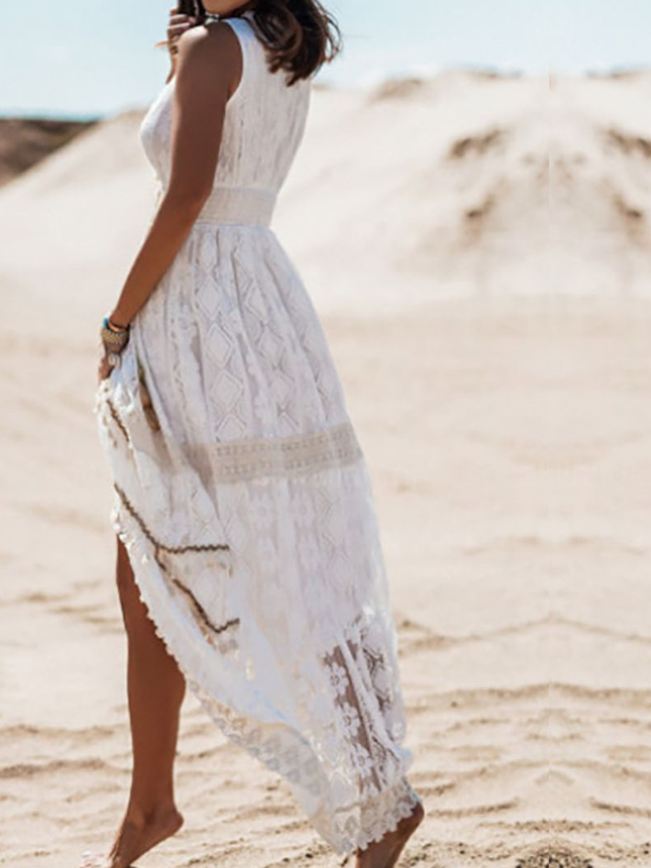 "Fließendes, elegantes Boho Maxikleid für Sommer und Strand, ideal für Frauen, die Stil und Komfort suchen."