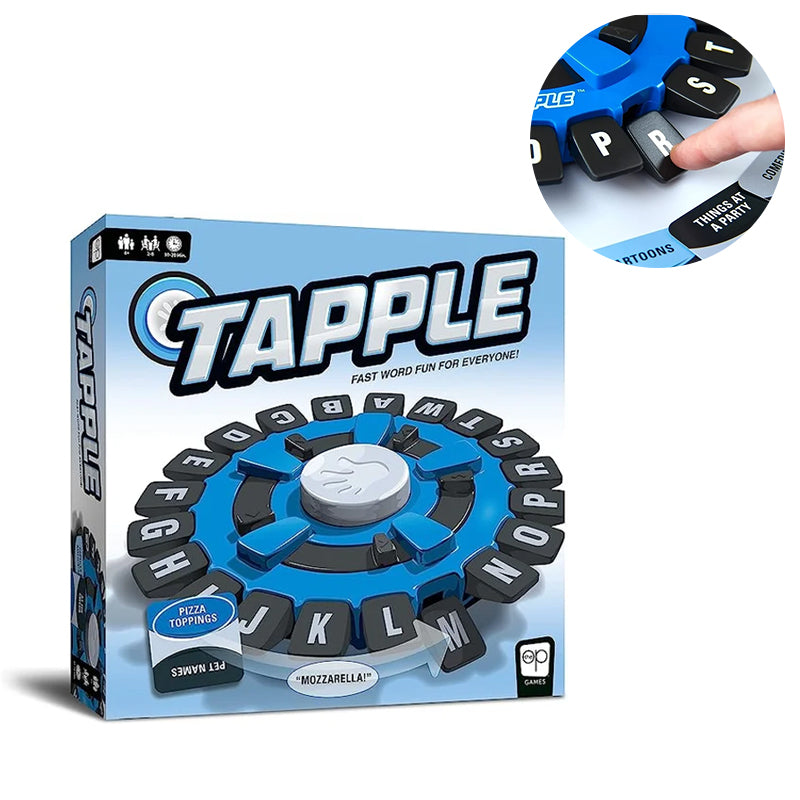 "Fröhliches Tapple Spieleset mit farbigem Kunststoffrad, perfekt für rasante Familienspiele und kreative Wortherausforderunge