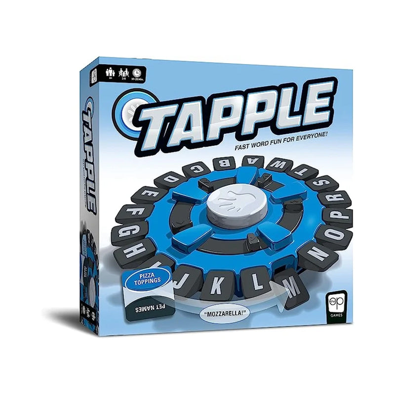 "Fröhliches Tapple Spieleset mit farbigem Kunststoffrad, perfekt für rasante Familienspiele und kreative Wortherausforderunge