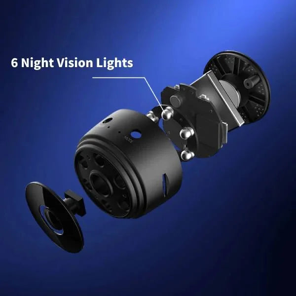 Full HD kabellose Rückfahrkamera für Wohnmobile und Anhänger, kompakt, schwarz, mit Infrarot-LEDs für Nachtsicht.