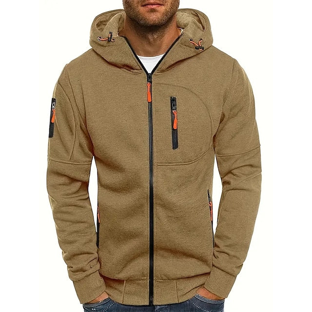 Gemütlicher Herren Kapuzenpullover mit zeitlosem Design, eleganter Grauton, weicher Baumwollstoff für hohen Tragekomfort.