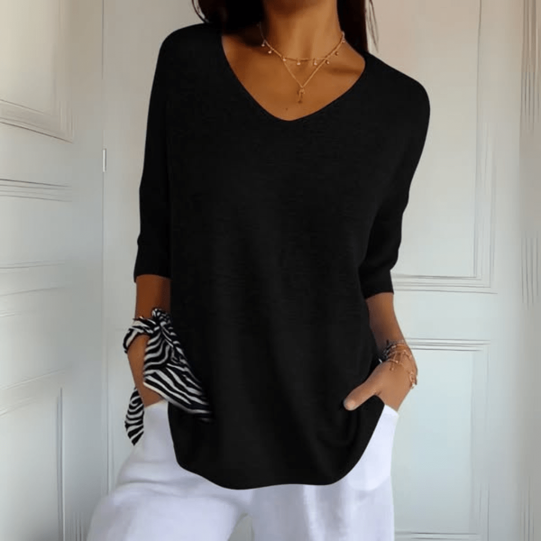 Gestricktes Damenoberteil mit V-Ausschnitt, weiches Strickmaterial, elegantes Design für jeden Anlass, vielseitig kombinierba
