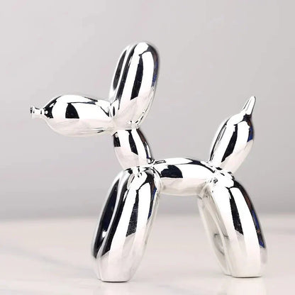"Glänzende Kunstharz Ballonhund Skulptur für moderne Wohnzimmerdekoration, ideal für Tierliebhaber, versatile Ornamente."
