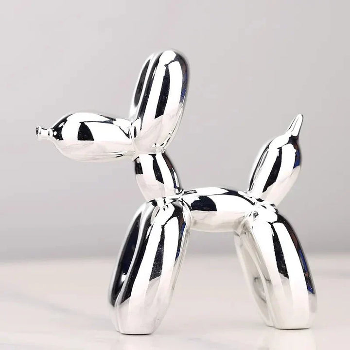 "Glänzende Kunstharz Ballonhund Skulptur für moderne Wohnzimmerdekoration, ideal für Tierliebhaber, versatile Ornamente."