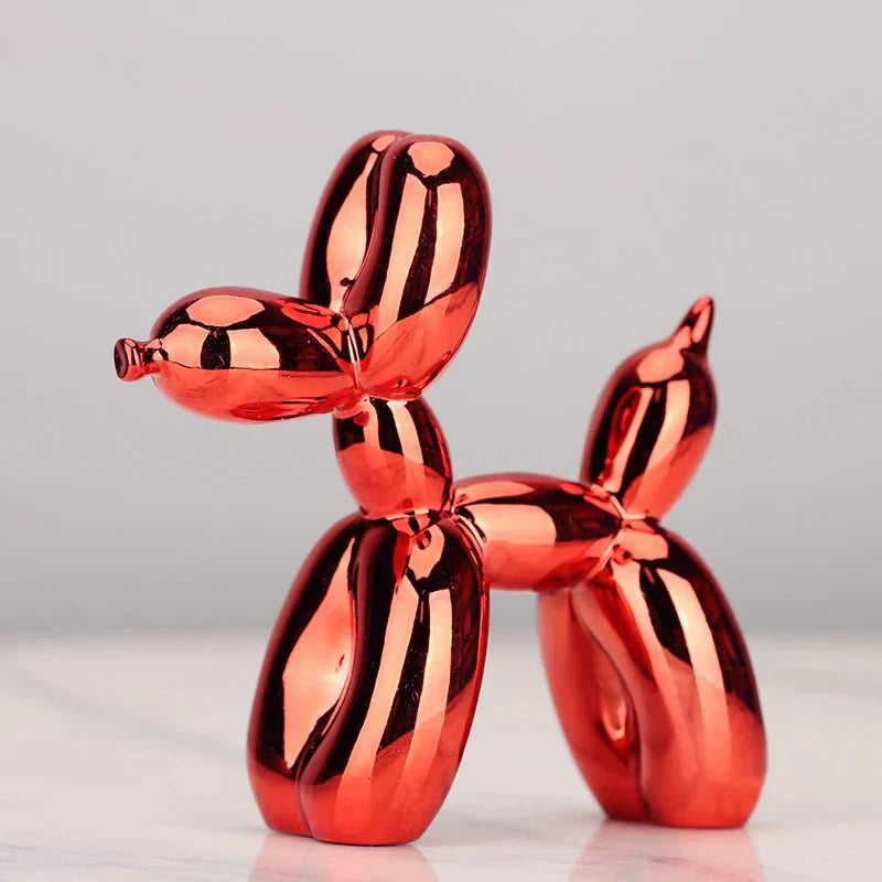 "Glänzende Kunstharz Ballonhund Skulptur für moderne Wohnzimmerdekoration, ideal für Tierliebhaber, versatile Ornamente."