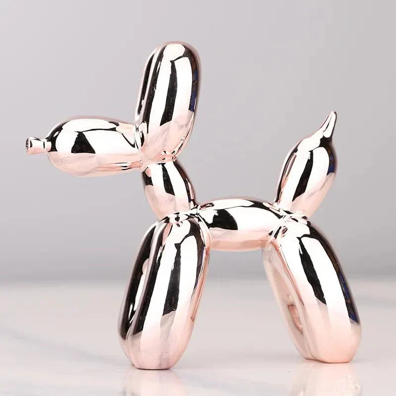 "Glänzende Kunstharz Ballonhund Skulptur für moderne Wohnzimmerdekoration, ideal für Tierliebhaber, versatile Ornamente."
