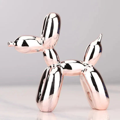 "Glänzende Kunstharz Ballonhund Skulptur für moderne Wohnzimmerdekoration, ideal für Tierliebhaber, versatile Ornamente."