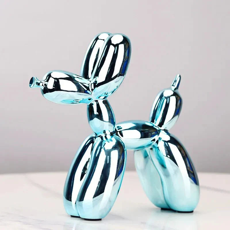 "Glänzende Kunstharz Ballonhund Skulptur für moderne Wohnzimmerdekoration, ideal für Tierliebhaber, versatile Ornamente."