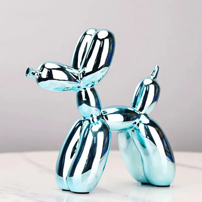 "Glänzende Kunstharz Ballonhund Skulptur für moderne Wohnzimmerdekoration, ideal für Tierliebhaber, versatile Ornamente."