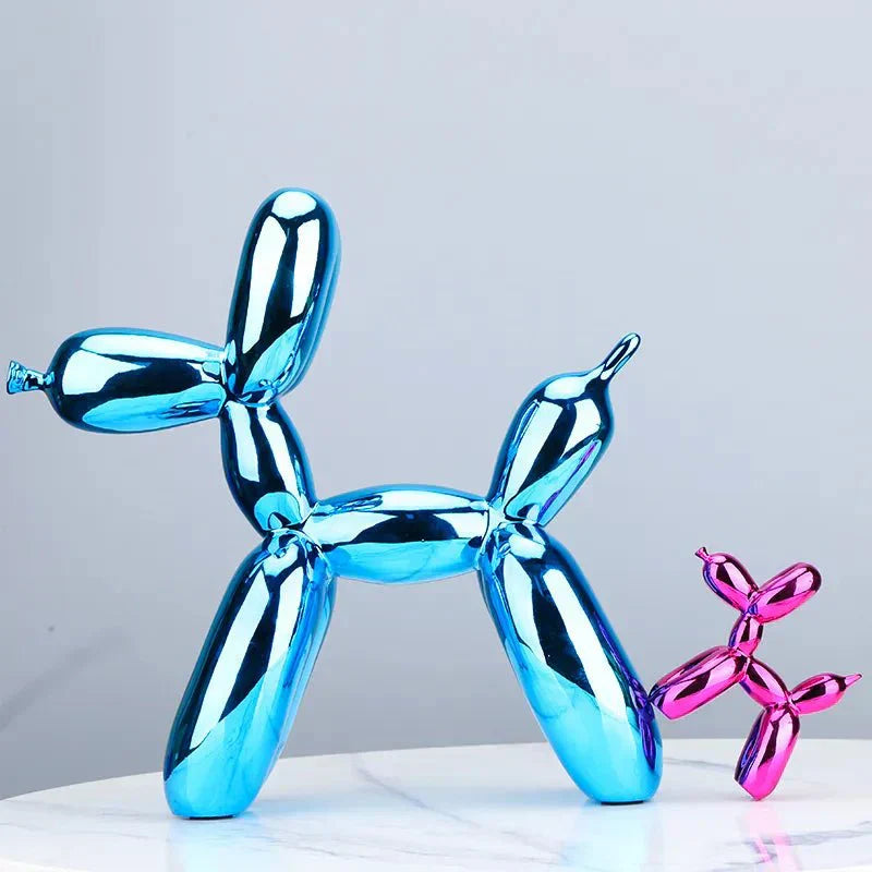 "Glänzende Kunstharz Ballonhund Skulptur für moderne Wohnzimmerdekoration, ideal für Tierliebhaber, versatile Ornamente."
