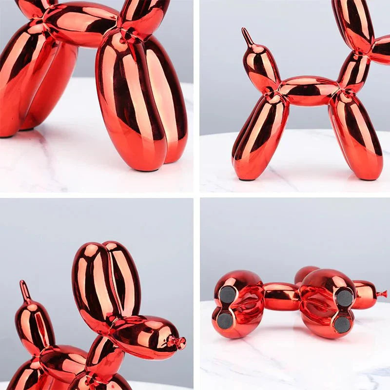 "Glänzende Kunstharz Ballonhund Skulptur für moderne Wohnzimmerdekoration, ideal für Tierliebhaber, versatile Ornamente."