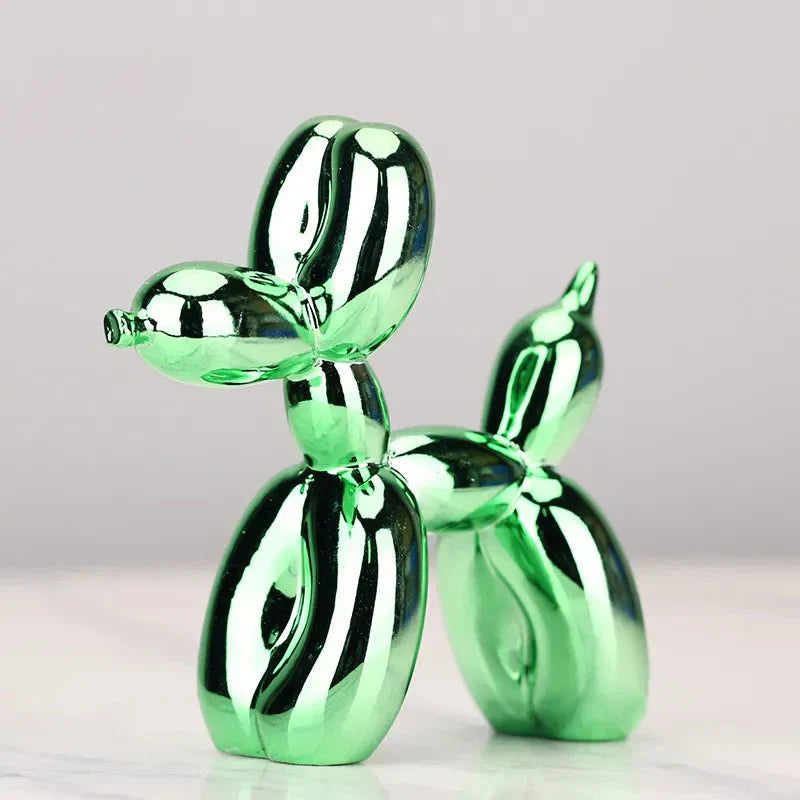 "Glänzende Kunstharz Ballonhund Skulptur für moderne Wohnzimmerdekoration, ideal für Tierliebhaber, versatile Ornamente."