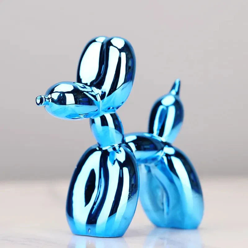"Glänzende Kunstharz Ballonhund Skulptur für moderne Wohnzimmerdekoration, ideal für Tierliebhaber, versatile Ornamente."