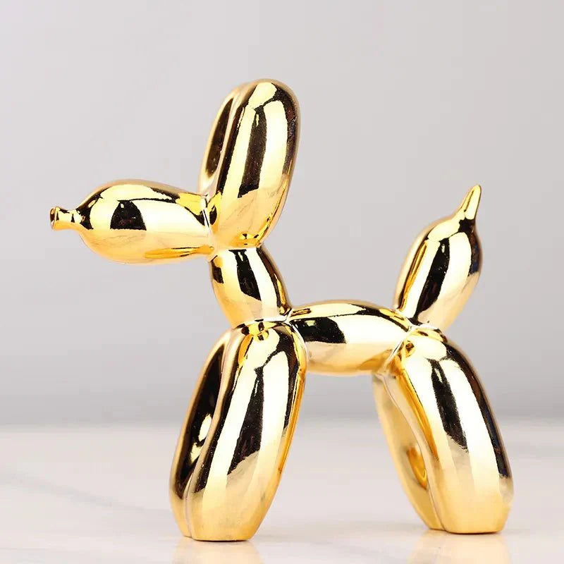"Glänzende Kunstharz Ballonhund Skulptur für moderne Wohnzimmerdekoration, ideal für Tierliebhaber, versatile Ornamente."