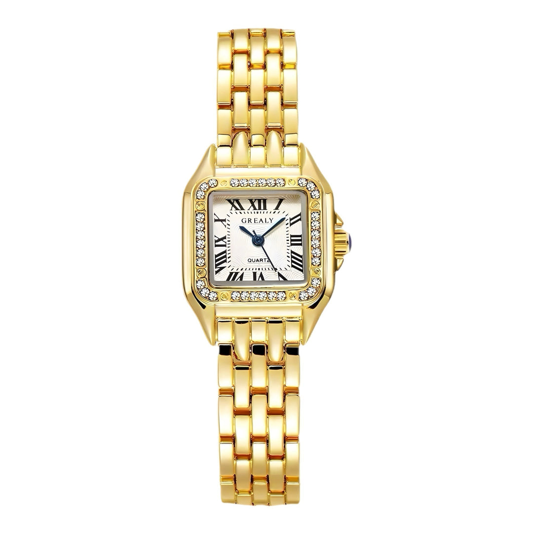 "Goldene Vintage-Uhr mit elegantem Design und feinen Details, stilvoller Luxus für Damen, Nahaufnahme"