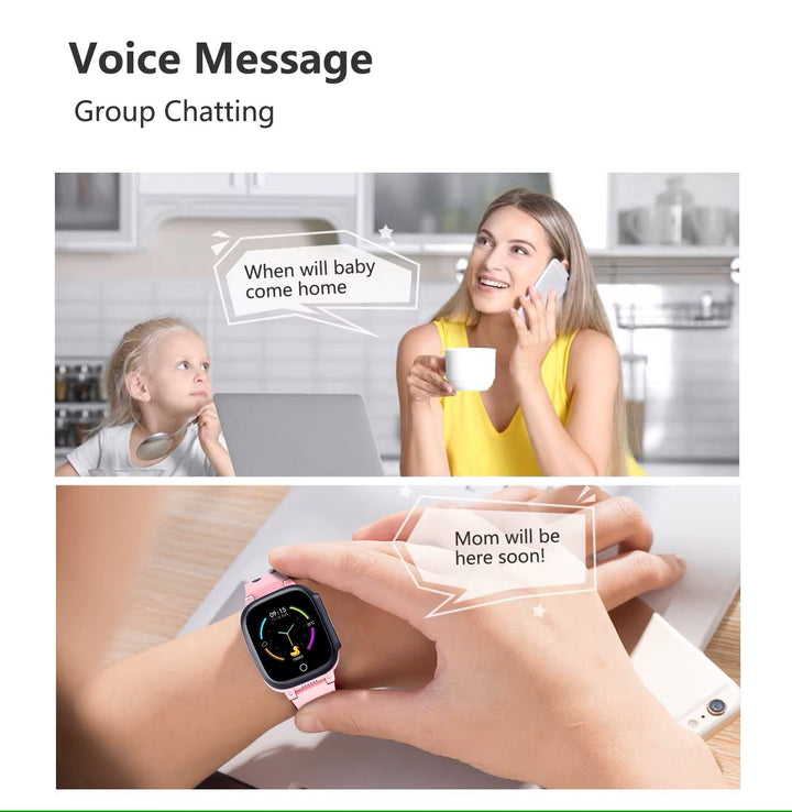 GPS Tracker Smartwatch für Kinder, blau, mit Videoanruf, SOS-Taste, wasserdichtem Design und ergonomischem Armband.