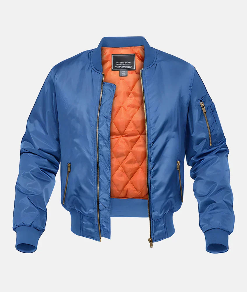 Grau-schwarze Herren Piloten Bomberjacke, wasserabweisend, warmes Innenfutter, in Größen XS-4XL, klassischer Look.