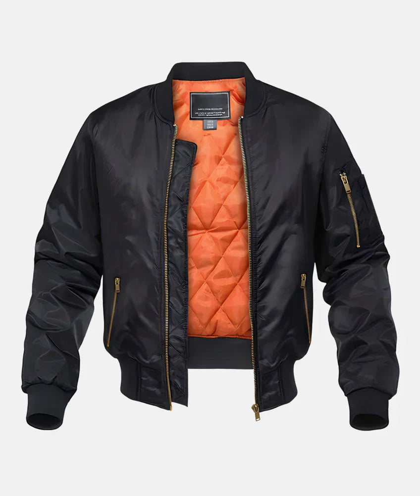 Grau-schwarze Herren Piloten Bomberjacke, wasserabweisend, warmes Innenfutter, in Größen XS-4XL, klassischer Look.