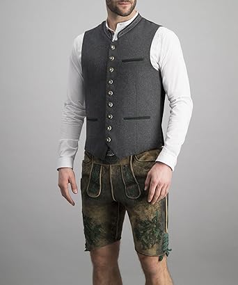 Graue Herren Trachtenweste, klassisch elegant, aus hochwertigem Material, ideal für festliche Anlässe und täglichen Gebrauch.