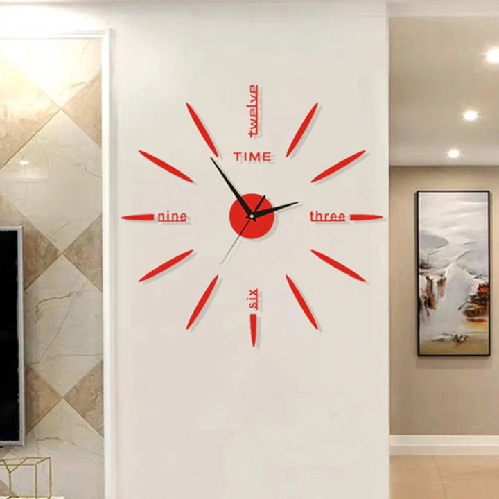 "Große moderne Acryl Wanduhr mit glänzender Oberfläche, elegante dekorative Farben, DIY für stilvolle Inneneinrichtung."