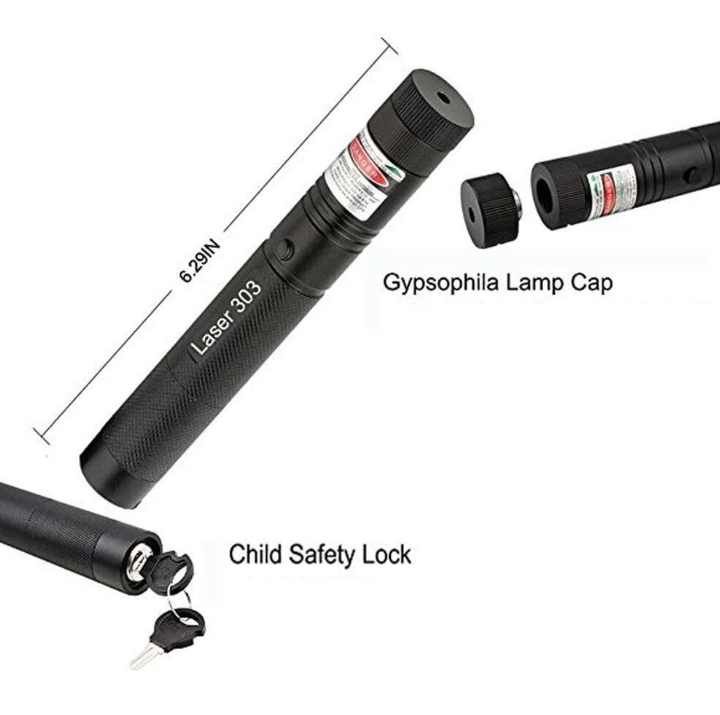 Grüner Hochleistungs-Laserpointer mit robustem Aluminiumgehäuse, ideal für präzise Präsentationen und outdoor Anwendungen.