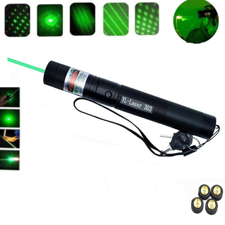 Grüner Hochleistungs-Laserpointer mit robustem Aluminiumgehäuse, ideal für präzise Präsentationen und outdoor Anwendungen.