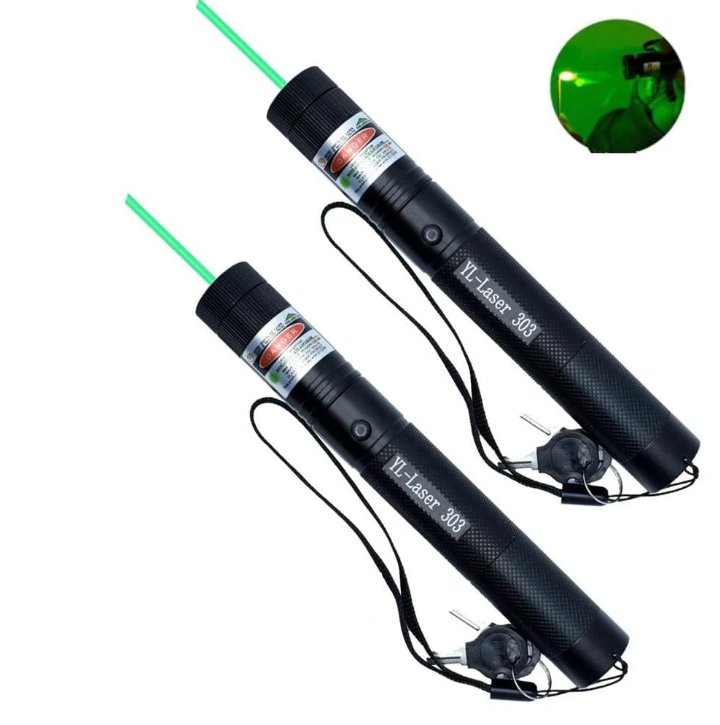 Grüner Hochleistungs-Laserpointer mit robustem Aluminiumgehäuse, ideal für präzise Präsentationen und outdoor Anwendungen.