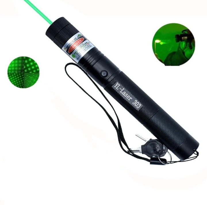 Grüner Hochleistungs-Laserpointer mit robustem Aluminiumgehäuse, ideal für präzise Präsentationen und outdoor Anwendungen.