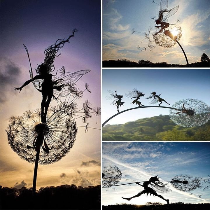 "Handgefertigte Metall Garten Fee, wetterfest und rostfrei, verleiht Außenbereich märchenhaften Charme, 68-82 cm hoch."