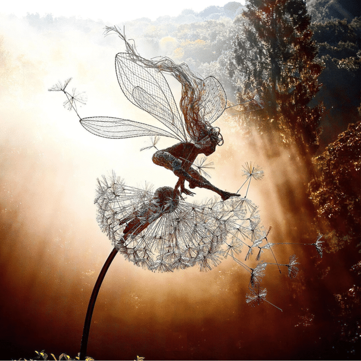 "Handgefertigte Metall Garten Fee, wetterfest und rostfrei, verleiht Außenbereich märchenhaften Charme, 68-82 cm hoch."