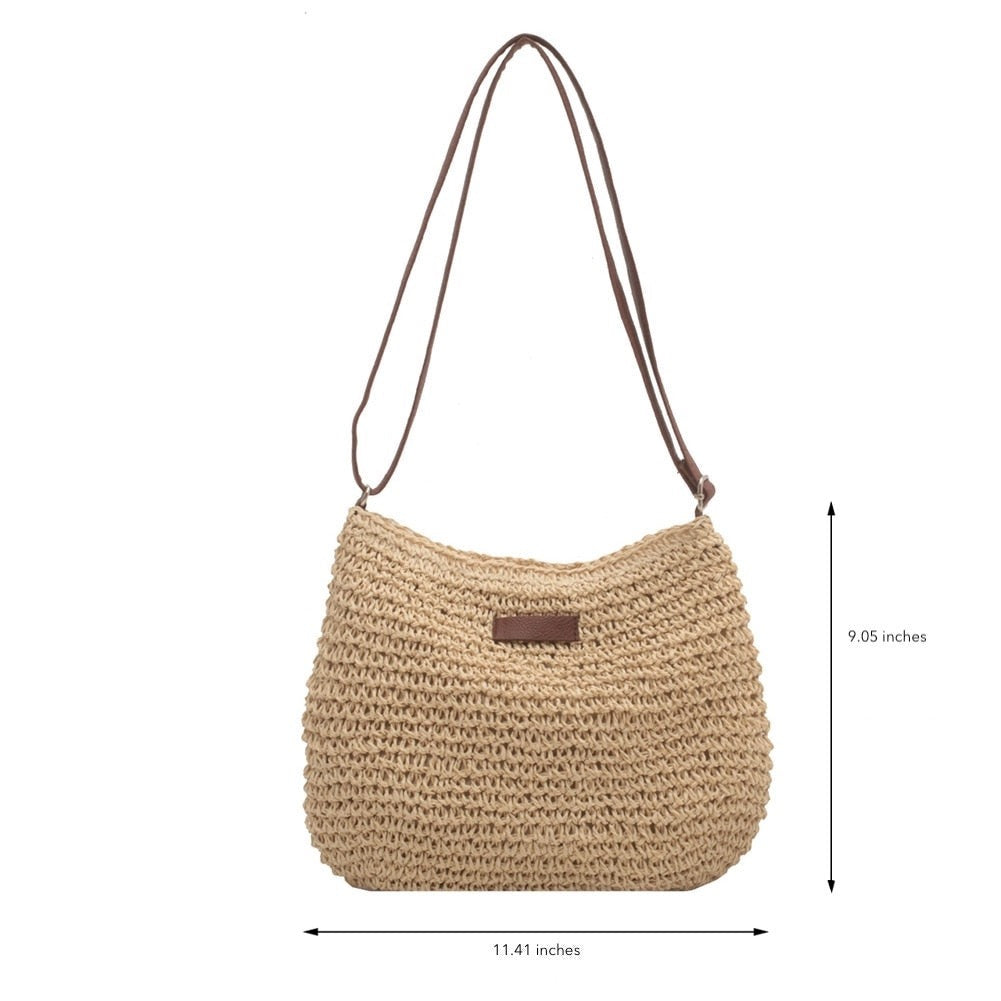 Handgemachte Boho-Umhängetasche, nachhaltig, mit verstellbarem Schultergurt in vielseitigem Stil, Reißverschluss, robust.