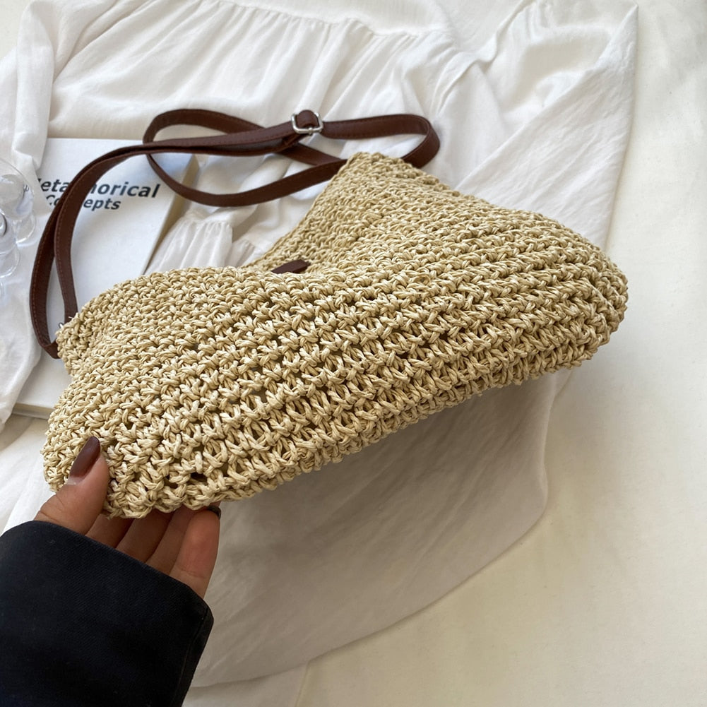 Handgemachte Boho-Umhängetasche, nachhaltig, mit verstellbarem Schultergurt in vielseitigem Stil, Reißverschluss, robust.