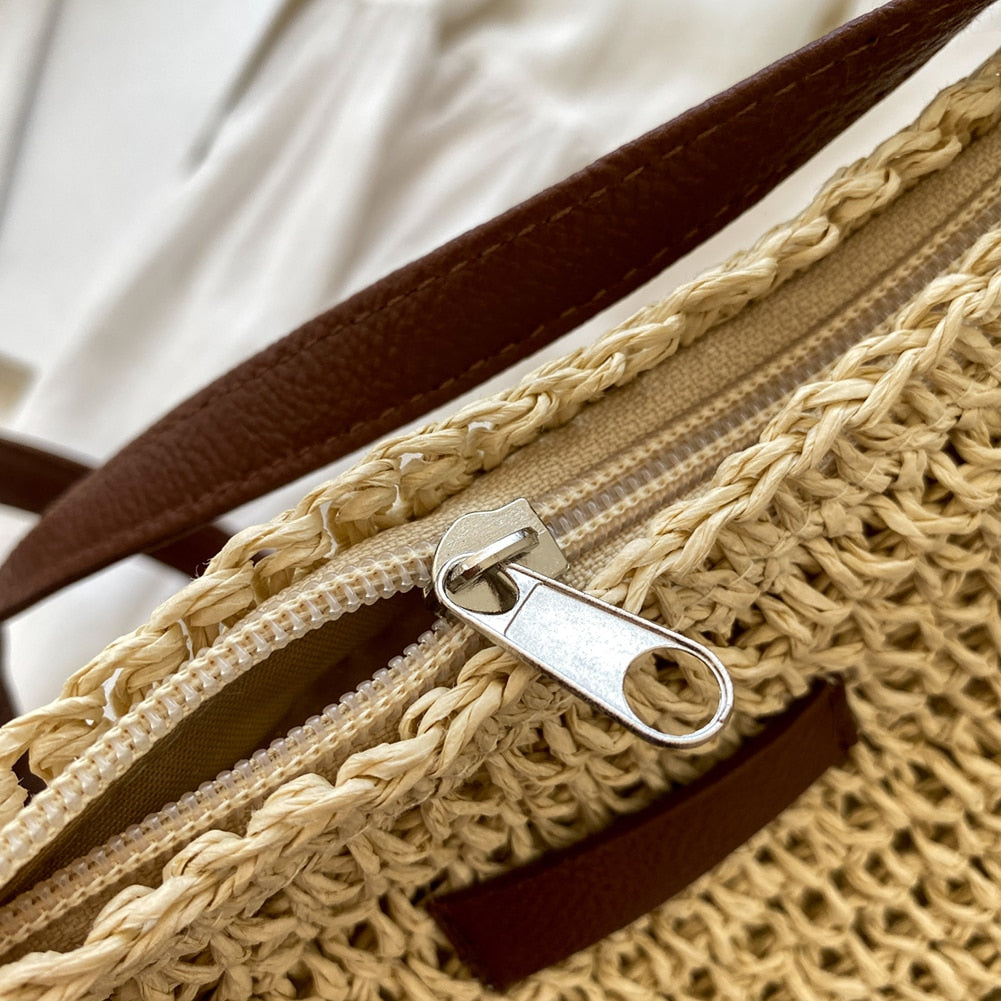 Handgemachte Boho-Umhängetasche, nachhaltig, mit verstellbarem Schultergurt in vielseitigem Stil, Reißverschluss, robust.