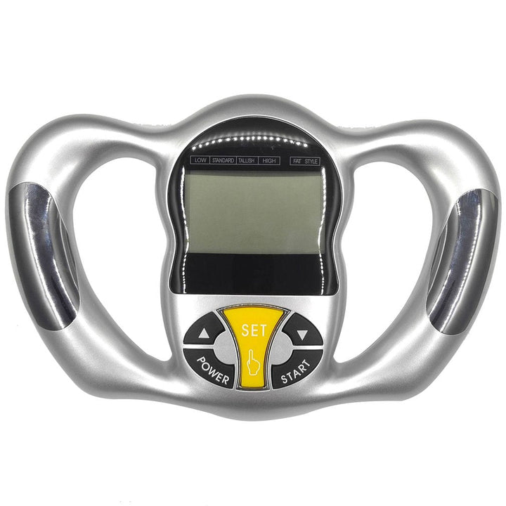 "Handlicher Körperfett Analysator mit LCD-Display misst BMI, Körperfett; tragbar, ideal für Gesundheitsüberwachung."