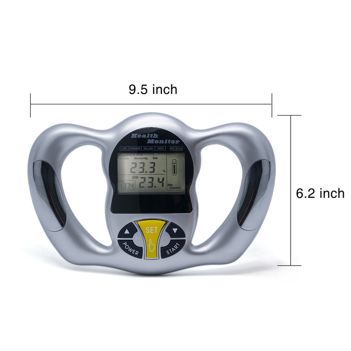 "Handlicher Körperfett Analysator mit LCD-Display misst BMI, Körperfett; tragbar, ideal für Gesundheitsüberwachung."