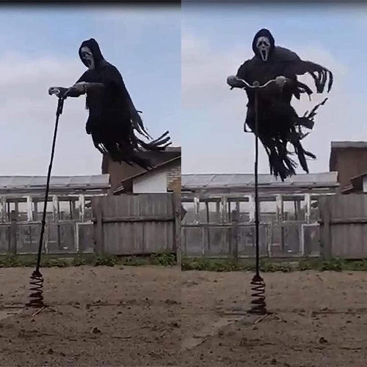 "Hängende Vogelscheuche mit Geistergesicht, 2m hoch, gruselige Halloween-Deko, ideal für Gartenabschreckung."