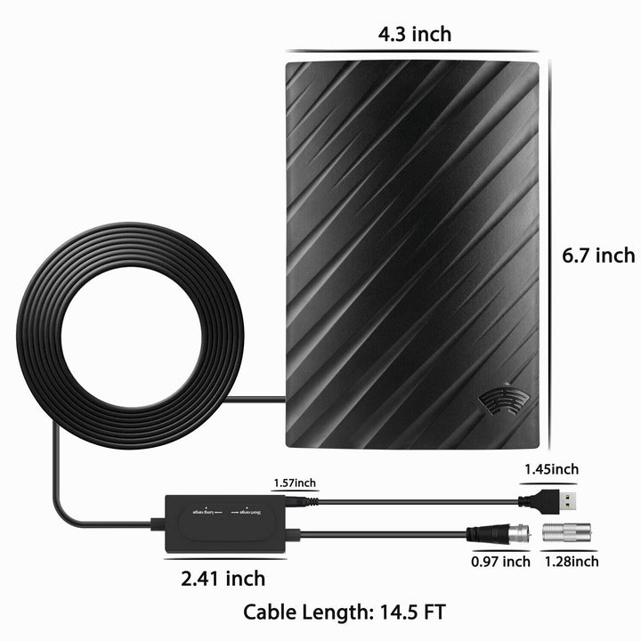 "HDTV 4K Digitalantenne, schlankes Schwarz, langlebig, indoor, 600 Meilen Empfang, kostenfreie 4K TV-Unterhaltung, einfache I