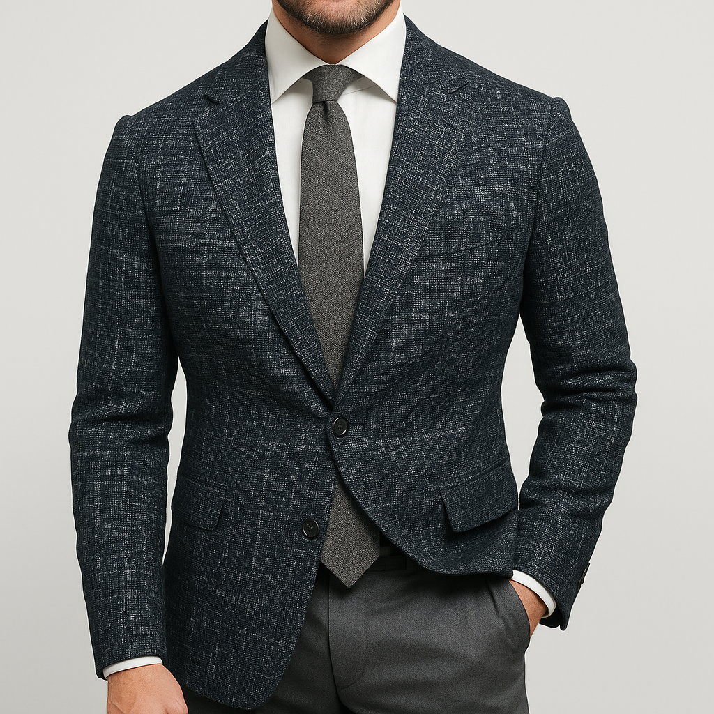 "Hellgrüner, eleganter Herrenblazer im strukturierten Design, vielseitig kombinierbar für Business und Events."