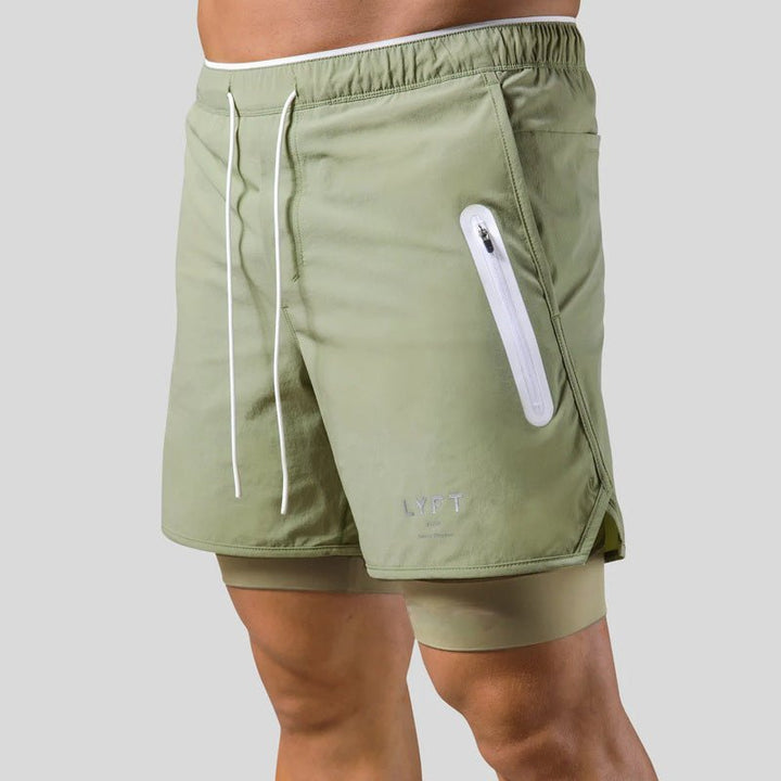 "Herren 2-in-1 Sportshorts; enganliegende Kompressionshose & luftige Außenshorts, ideal für Komfort & Bewegungsfreiheit"